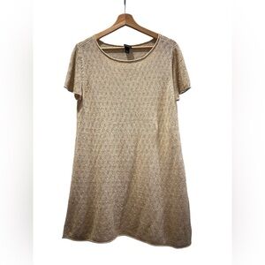 Eileen Fisher 100% Linen Knit Tan Cover-up Dress Size Large Quiet Luxury Coastal